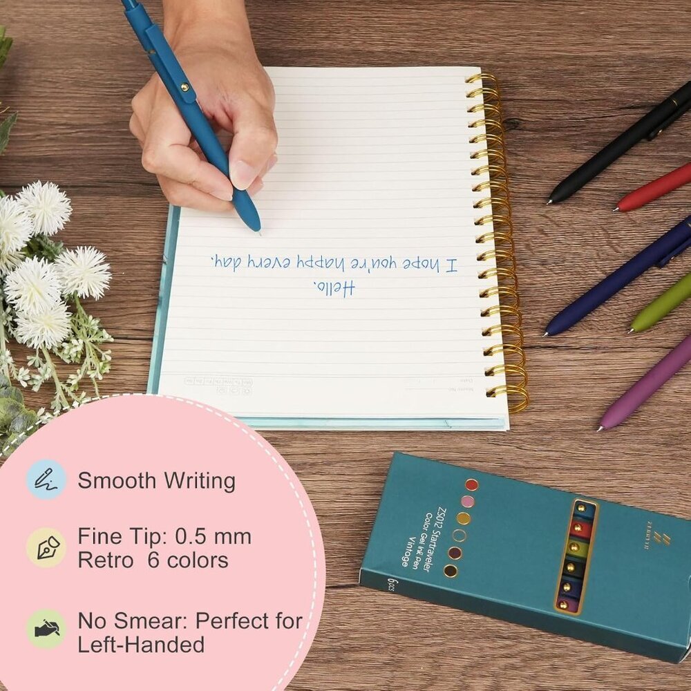 Colorful Gel Pens, 0.5mm Fine Point Retractable,Multi Colored Pens For Journalin View 5